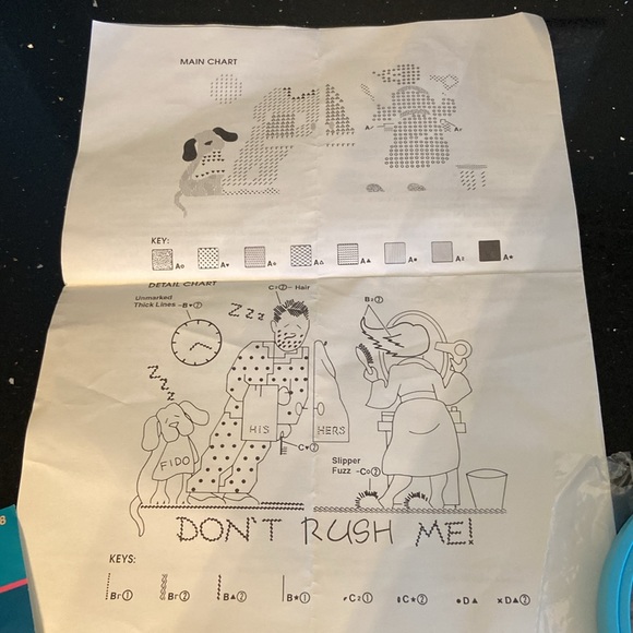 Vintage Stamped Cross Stitch Kit - Bathroom, Dressing Room: Don’t Rush Me! - Picture 6 of 7